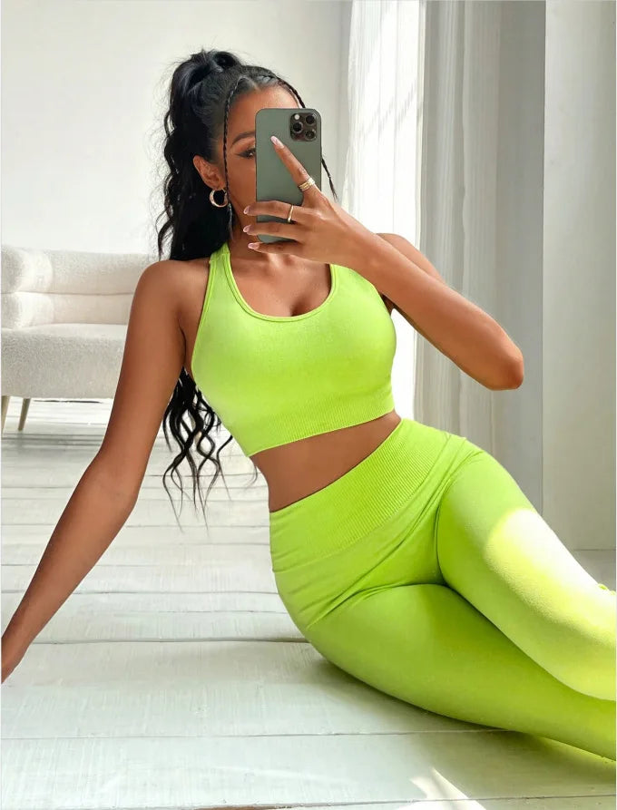 Seamless Yoga Set | 2-Piece Sports Bra & Leggings Workout Outfit for Women