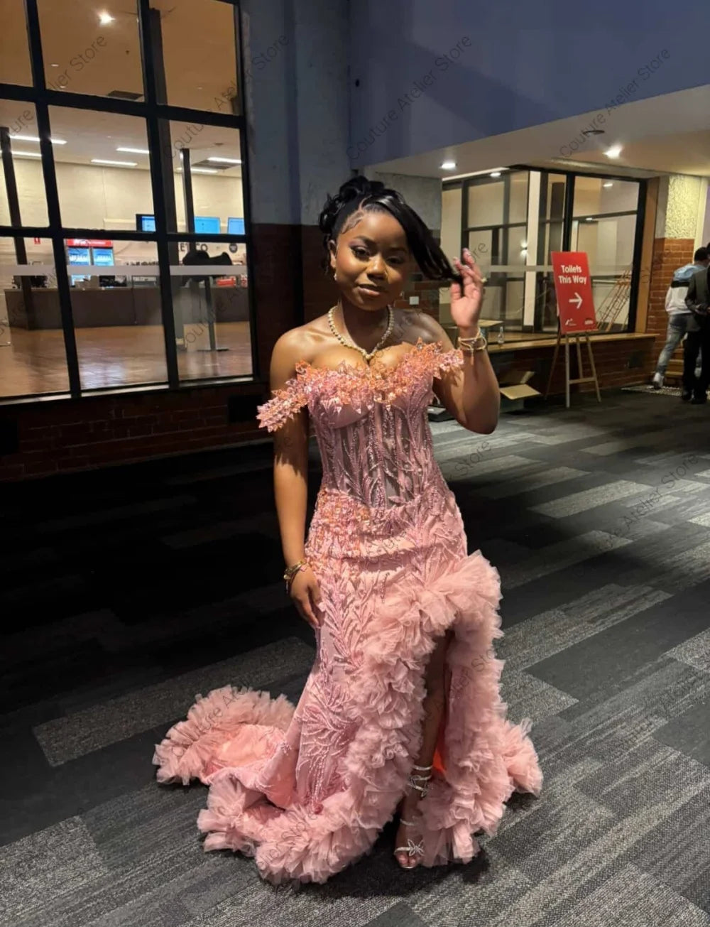 Bespoke Mermaid Prom Gown - Off-Shoulder Floor-Length Formal Dress | Custom Sizing