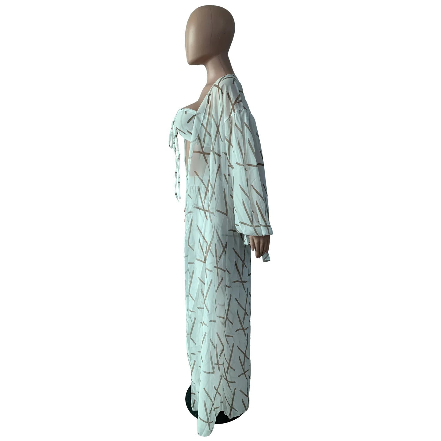 Three-Piece Linen Cardigan & Wide-Leg Pants Set - Loose Fit Outfit