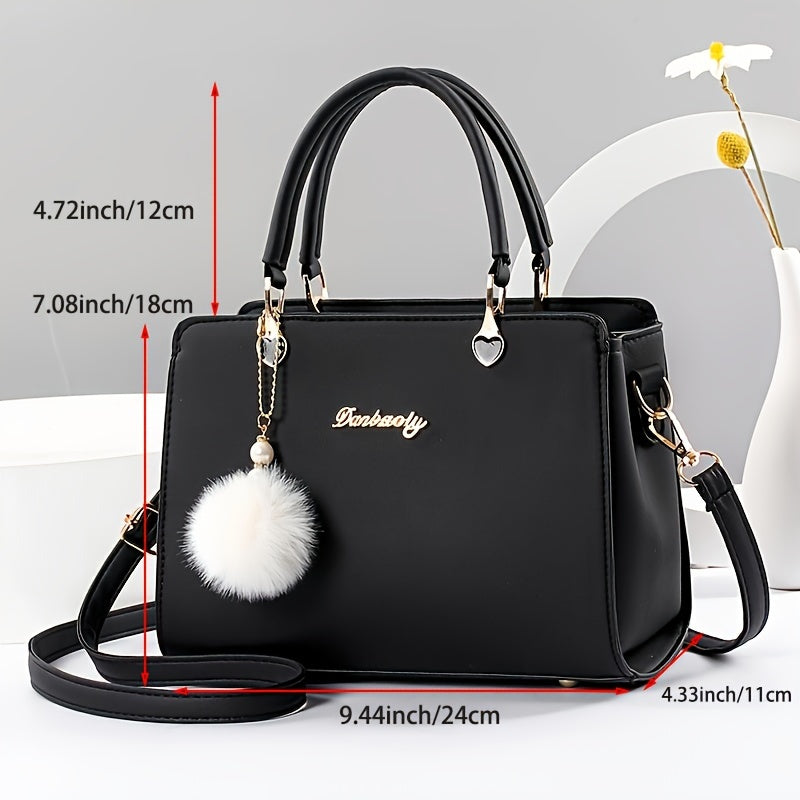 Elegant Faux Leather Handbag with Tassel