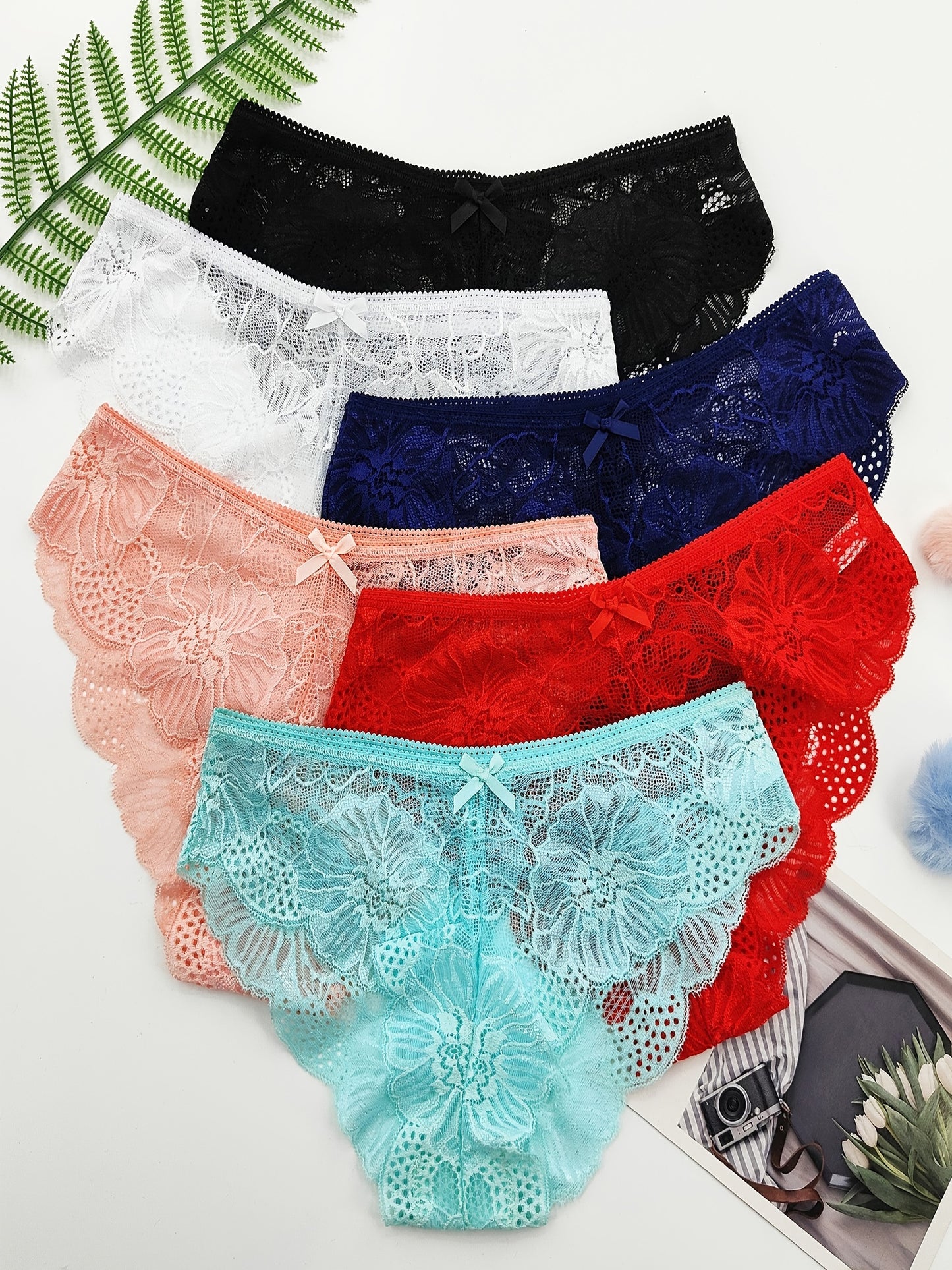 Jacquard Lace Bikini Panties - 6 Pack