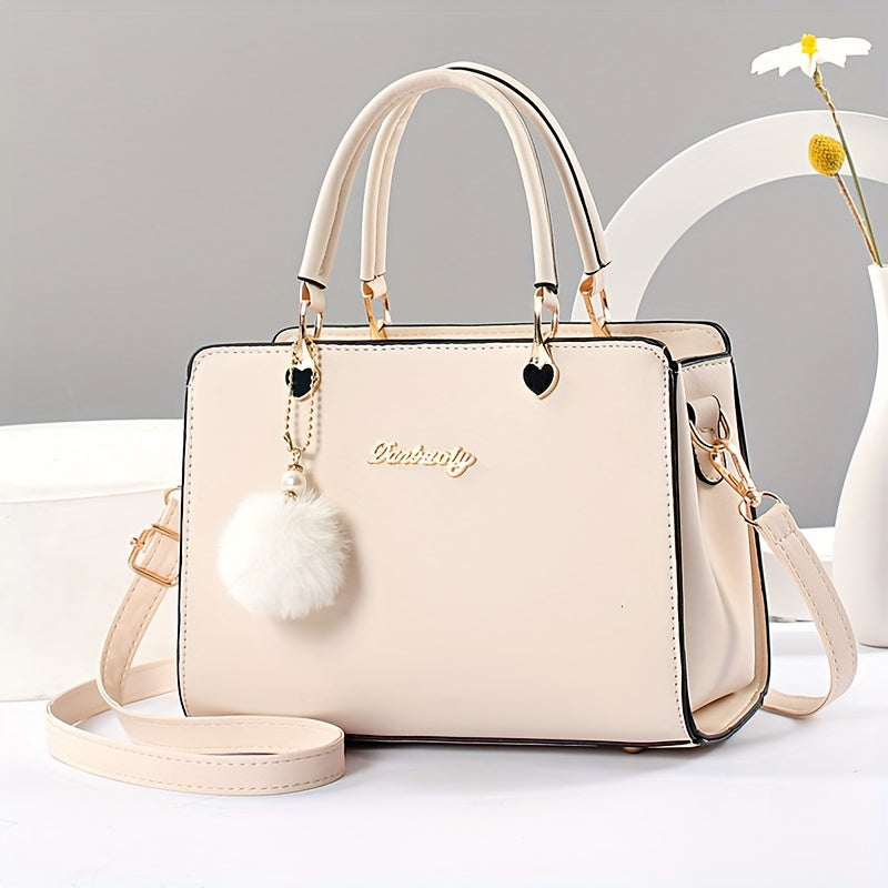 Elegant Faux Leather Handbag with Tassel