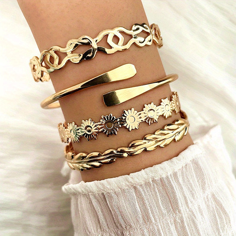 Fruit Flower Rhombus Bracelet Set - 4 Piece Hip-Hop Style