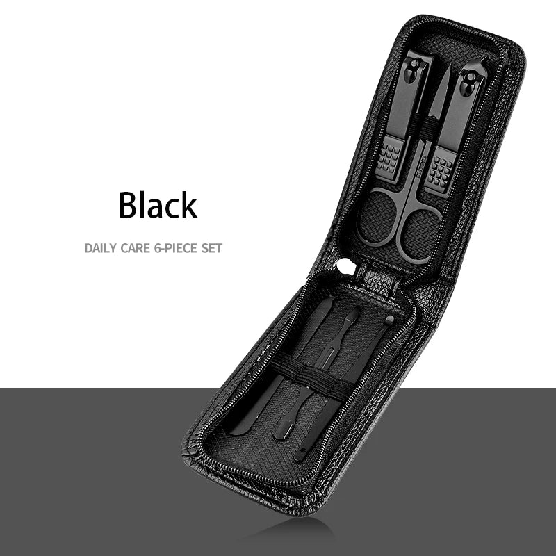Professional Manicure Set with Leather Case - 6-9 Pieces