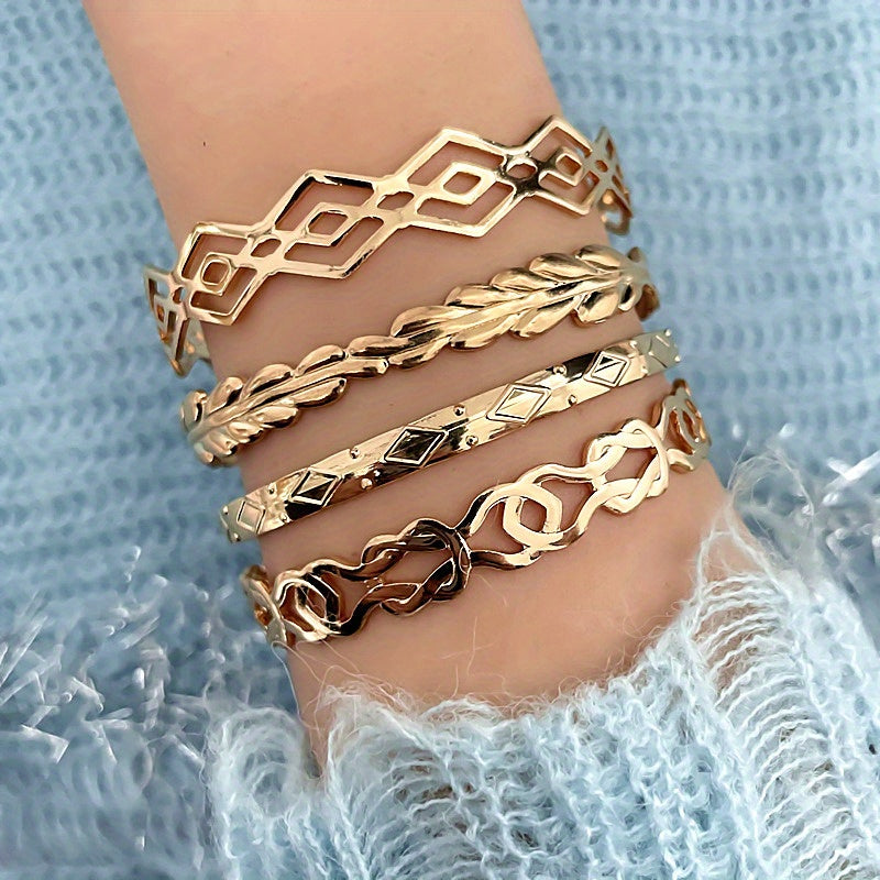 Fruit Flower Rhombus Bracelet Set - 4 Piece Hip-Hop Style