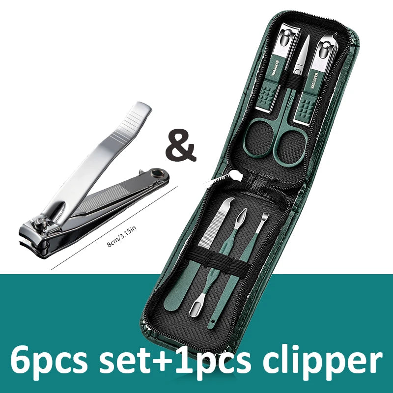 Professional Manicure Set with Leather Case - 6-9 Pieces