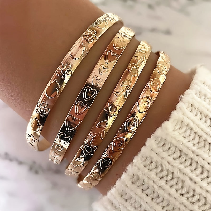 Fruit Flower Rhombus Bracelet Set - 4 Piece Hip-Hop Style