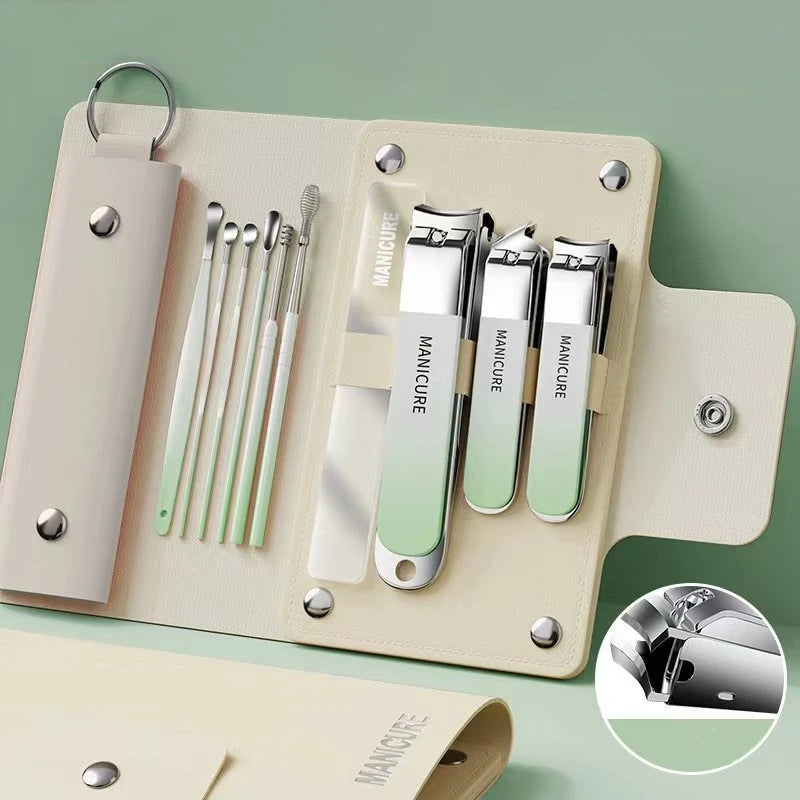 Professional Manicure Set with Leather Case - 6-9 Pieces