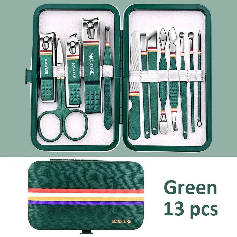 Professional Manicure Set with Leather Case - 6-9 Pieces