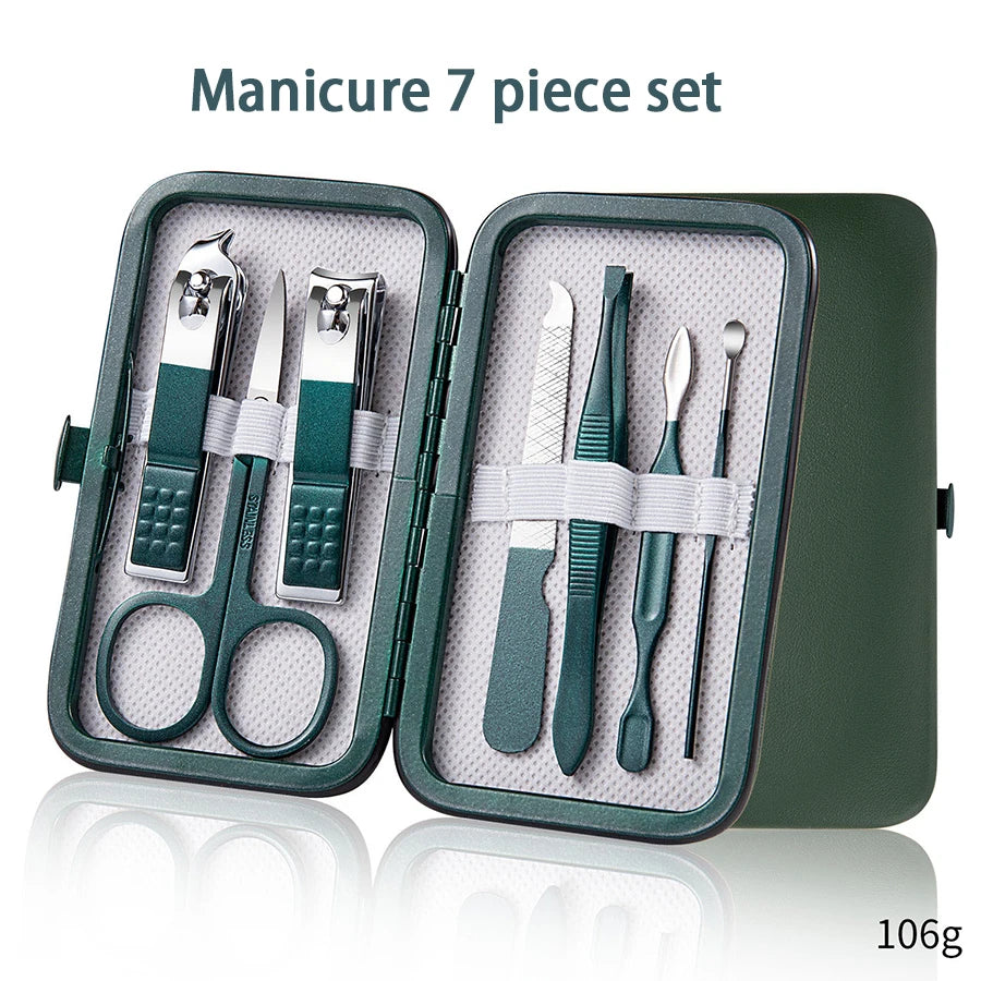 Professional Manicure Set with Leather Case - 6-9 Pieces