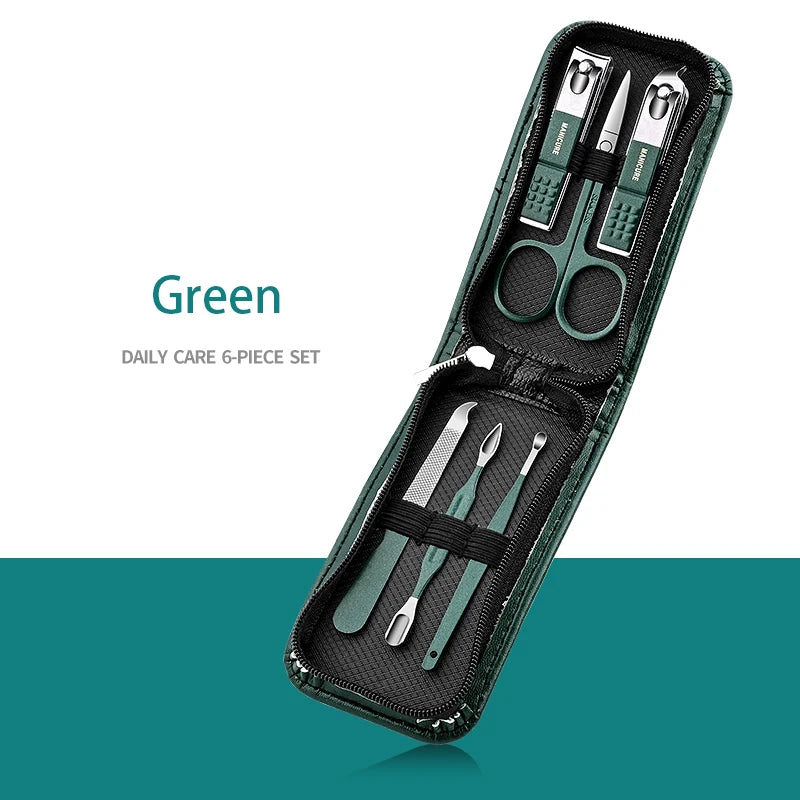 Professional Manicure Set with Leather Case - 6-9 Pieces
