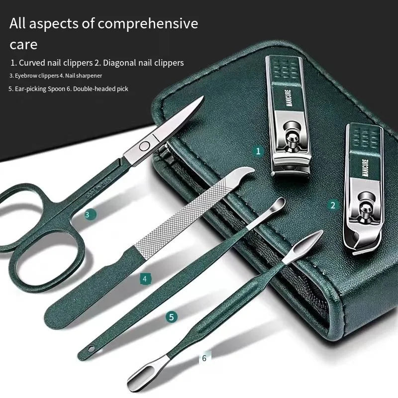 6-Piece Nail Clipper Set - Stainless Steel Manicure Tools