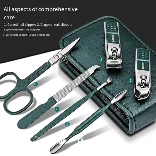 6-Piece Nail Clipper Set - Stainless Steel Manicure Tools