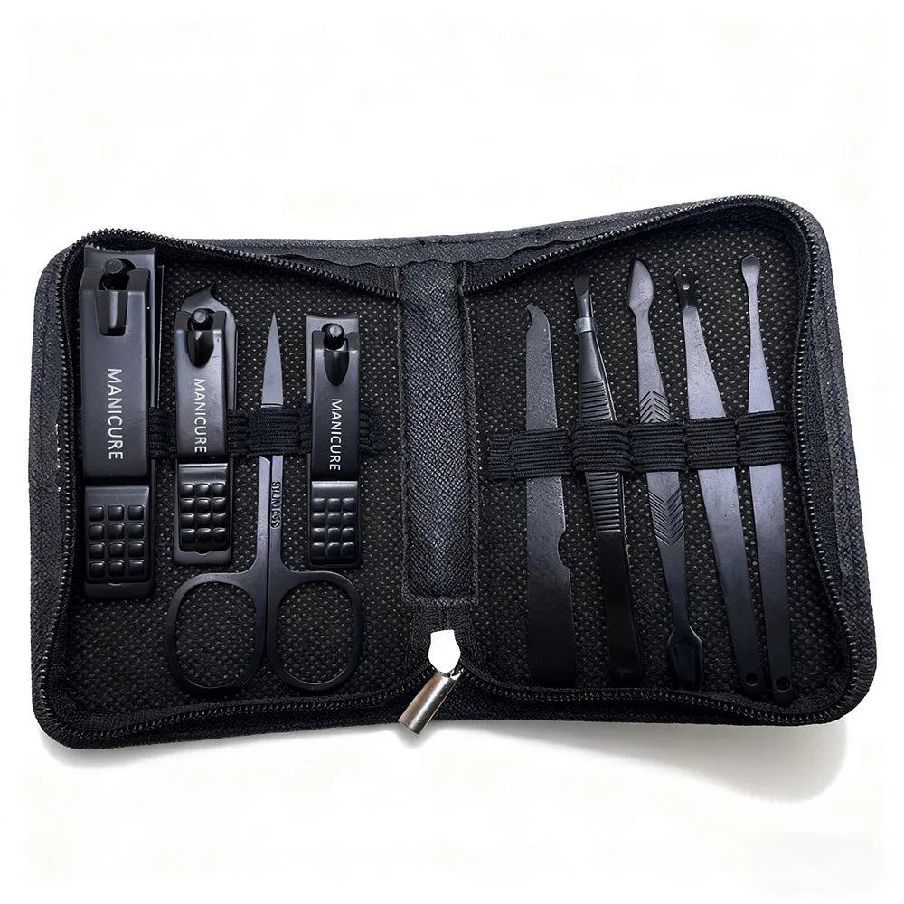 Professional Manicure Set with Leather Case - 6-9 Pieces