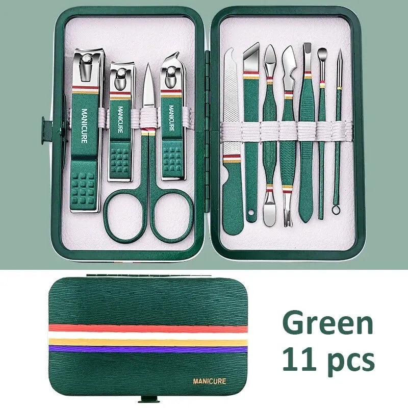 Professional Manicure Set with Leather Case - 6-9 Pieces