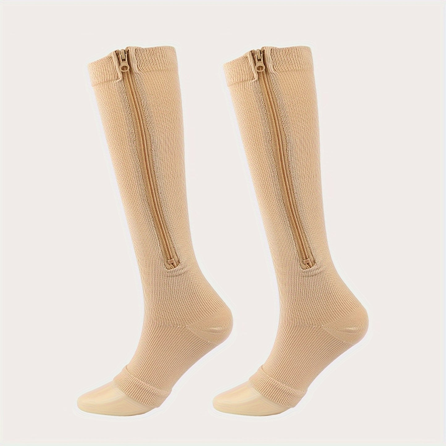 Toeless Compression Socks With Side Zipper For All Day Wear, Sports Socks