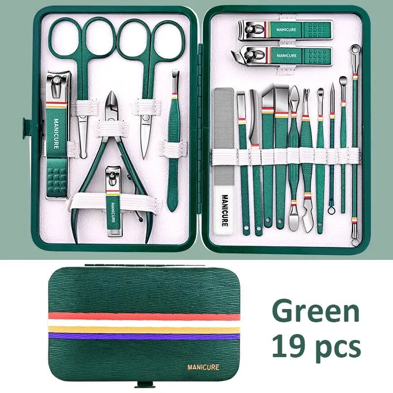 Professional Manicure Set with Leather Case - 6-9 Pieces