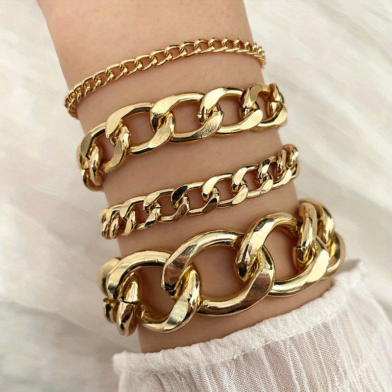Fruit Flower Rhombus Bracelet Set - 4 Piece Hip-Hop Style