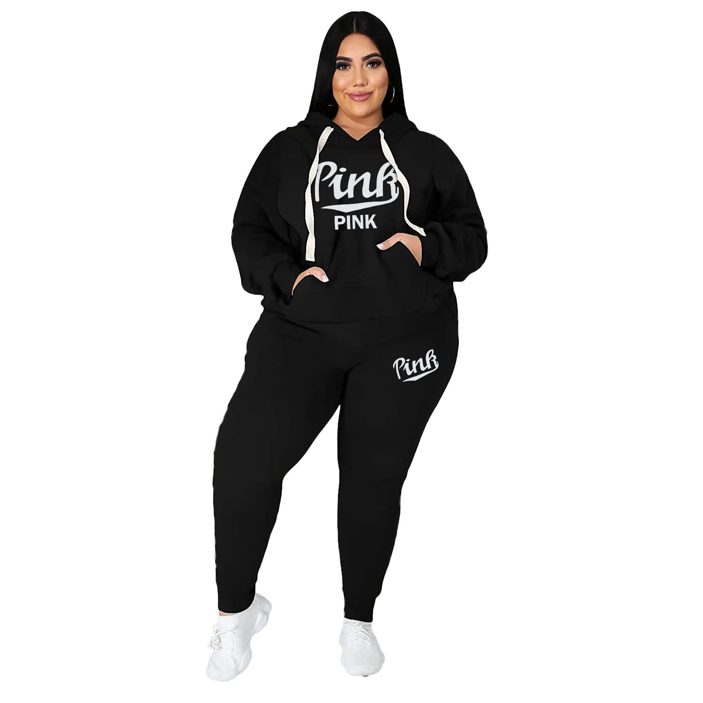 Plus Size Winter Hoodie Set - Women's Two Piece Loungewear