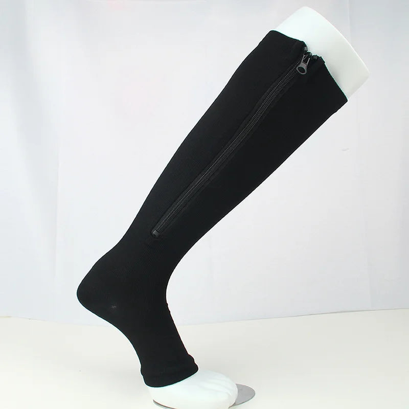 Zipper Compression Stockings - Open Toe Leg Support
