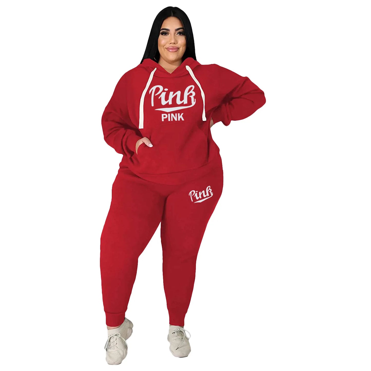 Plus Size Winter Hoodie Set - Women's Two Piece Loungewear