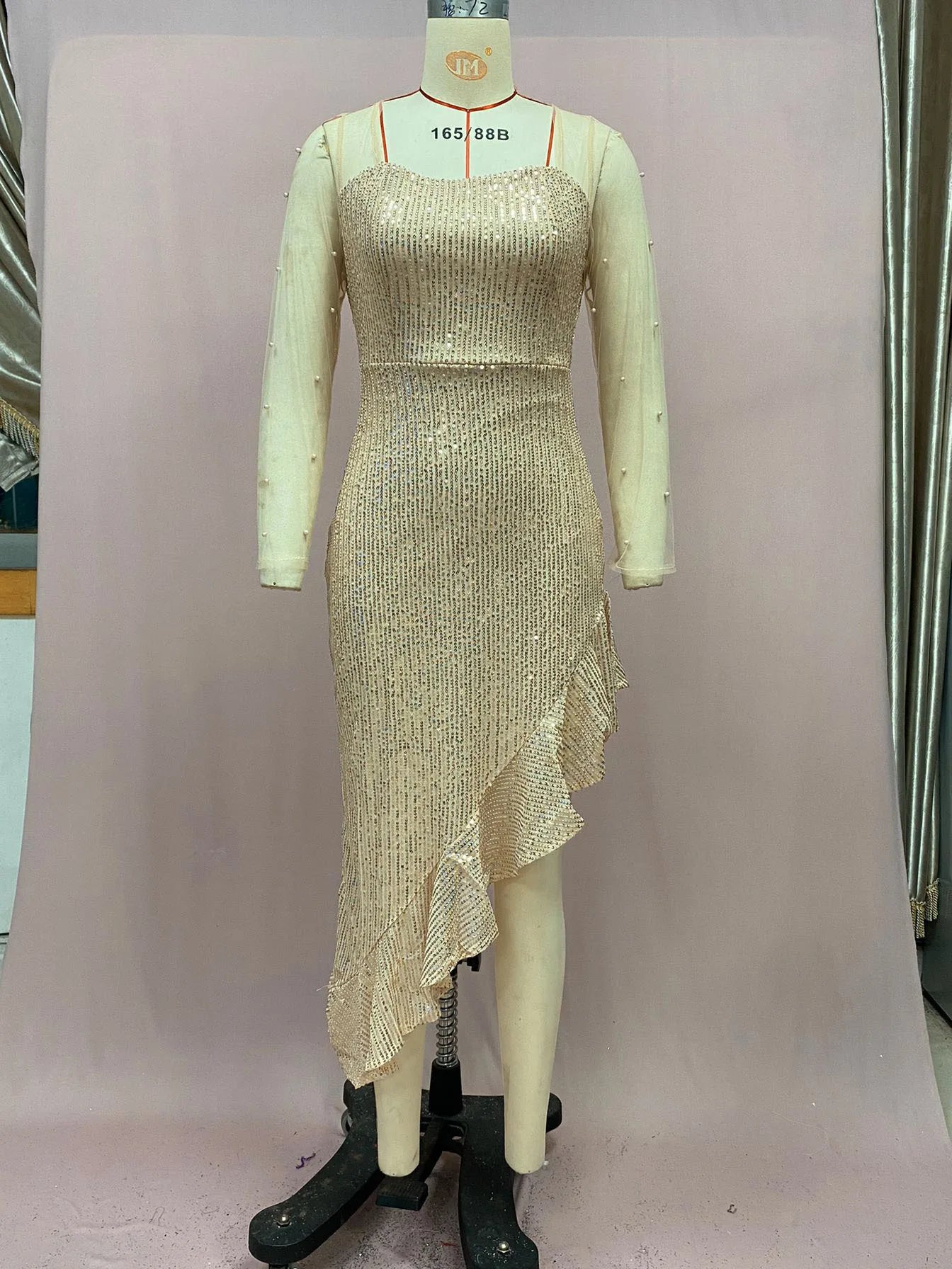 Ivory Vintage A-Line Ball Gown – Floor-Length Satin, Full Sleeve, Prom & Evening