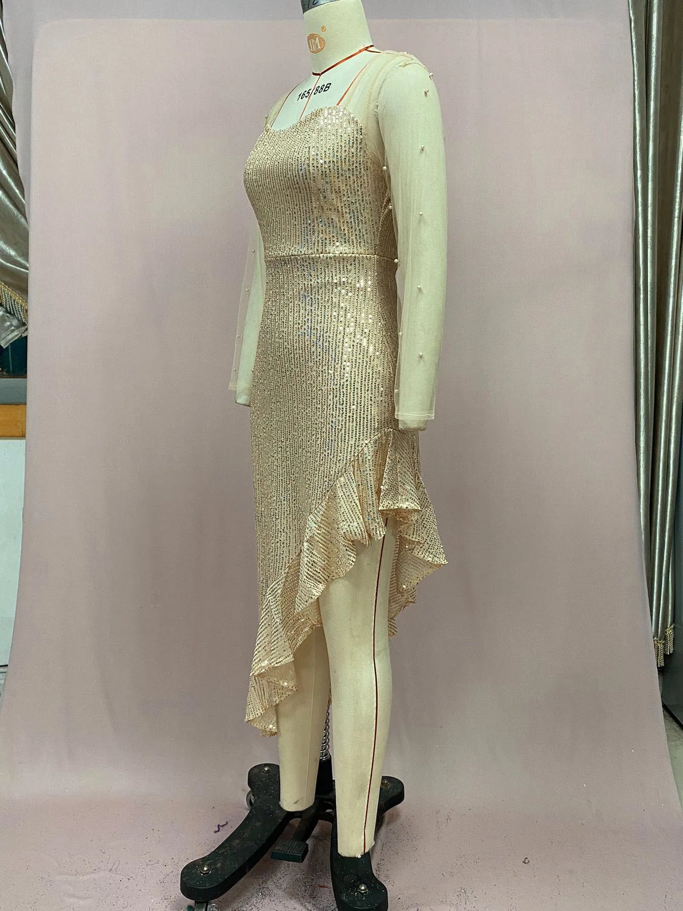 Ivory Vintage A-Line Ball Gown – Floor-Length Satin, Full Sleeve, Prom & Evening