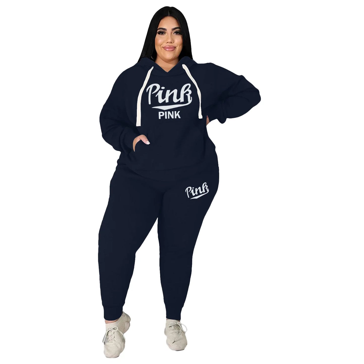 Plus Size Winter Hoodie Set - Women's Two Piece Loungewear