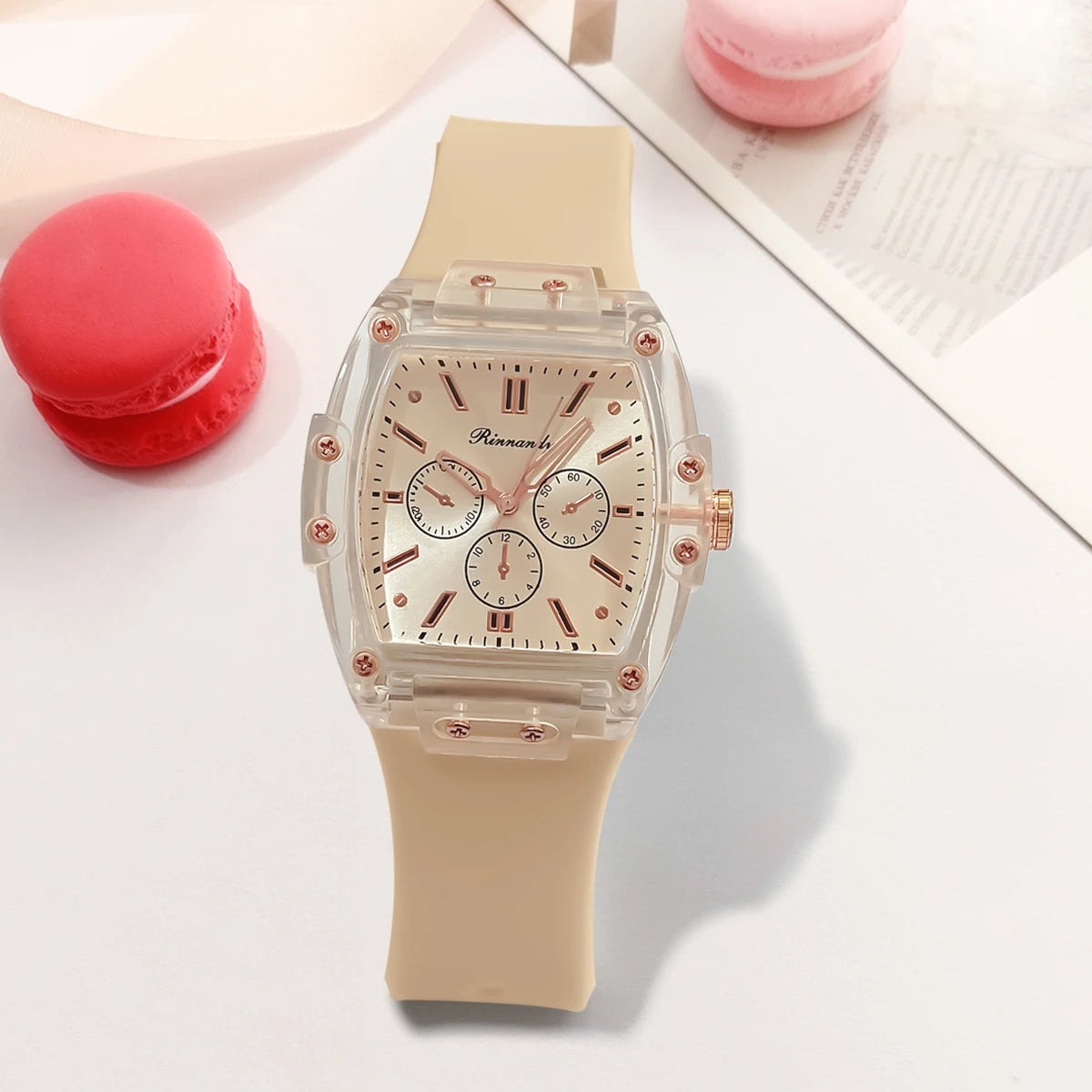 Women's Square Silicone Sport Watch – Rectangle Dial, Buckle Band