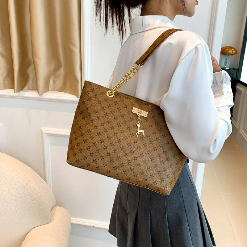 Soft Leather Tote Bag - Large Capacity Shoulder Bag