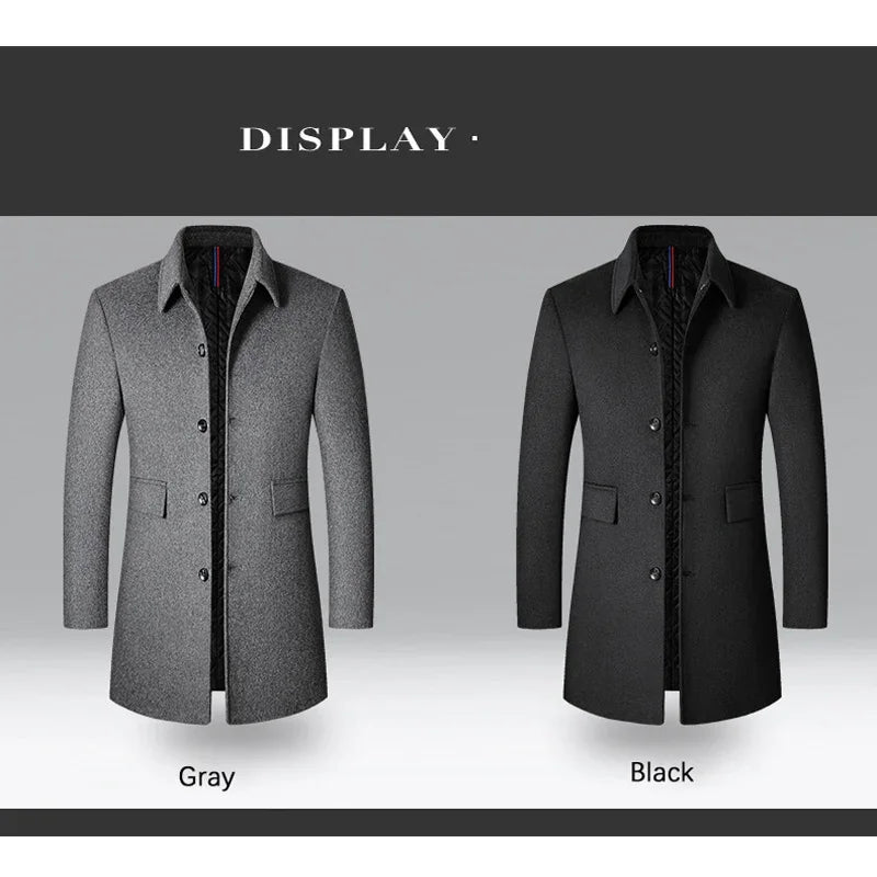 Men's Wool Coat - Business Casual Winter Jacket