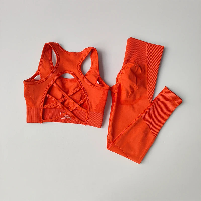 2-Piece Sports Bra & Leggings Yoga Set | Seamless Fitness Suit for Women