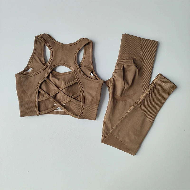 2-Piece Sports Bra & Leggings Yoga Set | Seamless Fitness Suit for Women