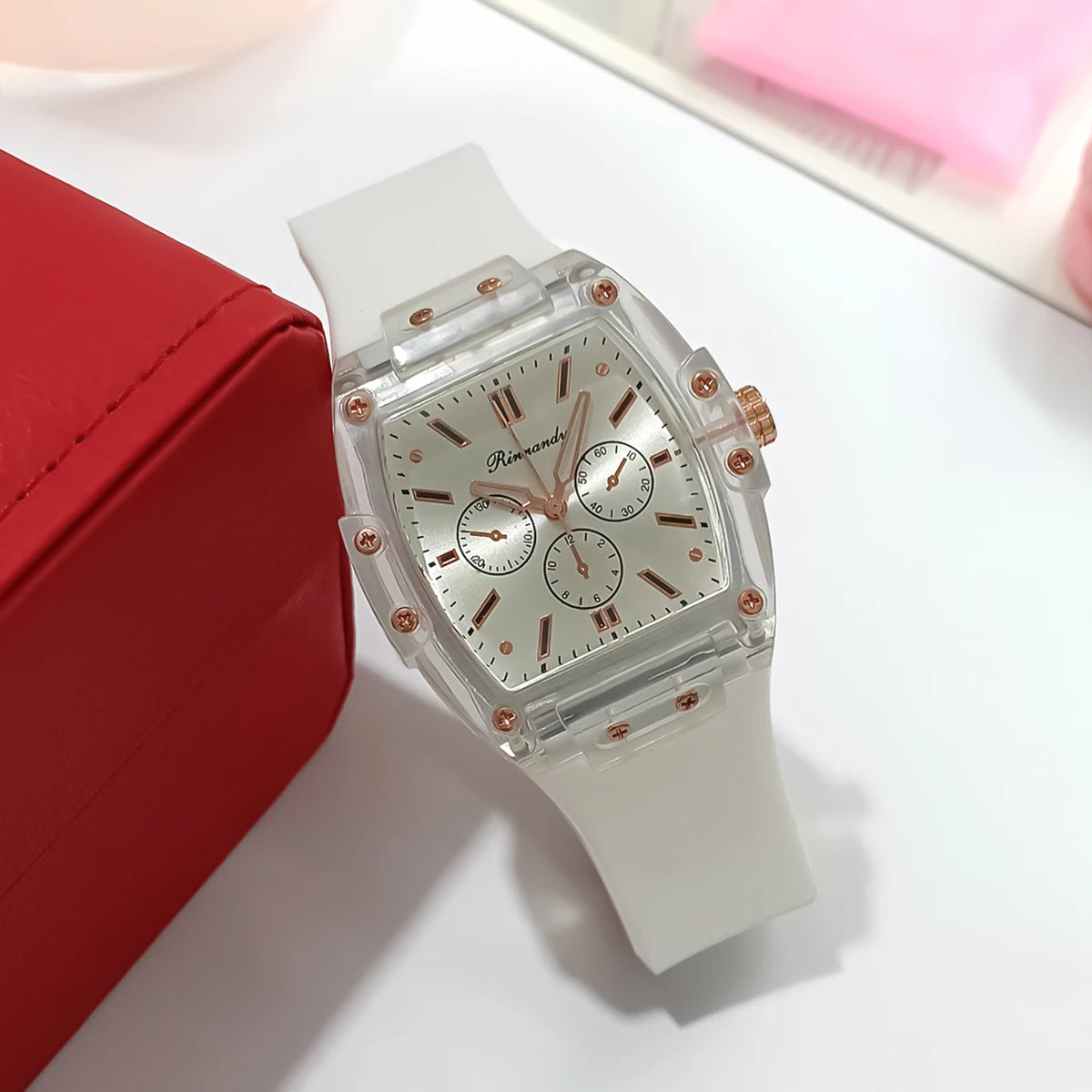 Women's Square Silicone Sport Watch – Rectangle Dial, Buckle Band