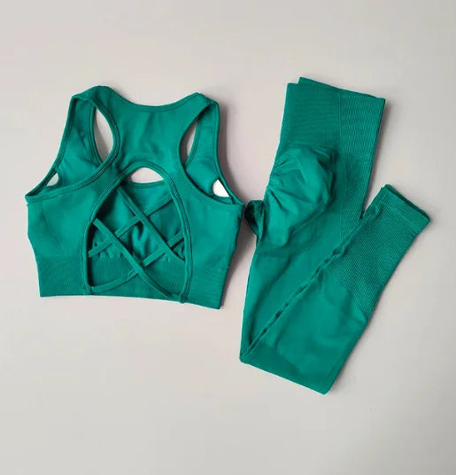 2-Piece Sports Bra & Leggings Yoga Set | Seamless Fitness Suit for Women