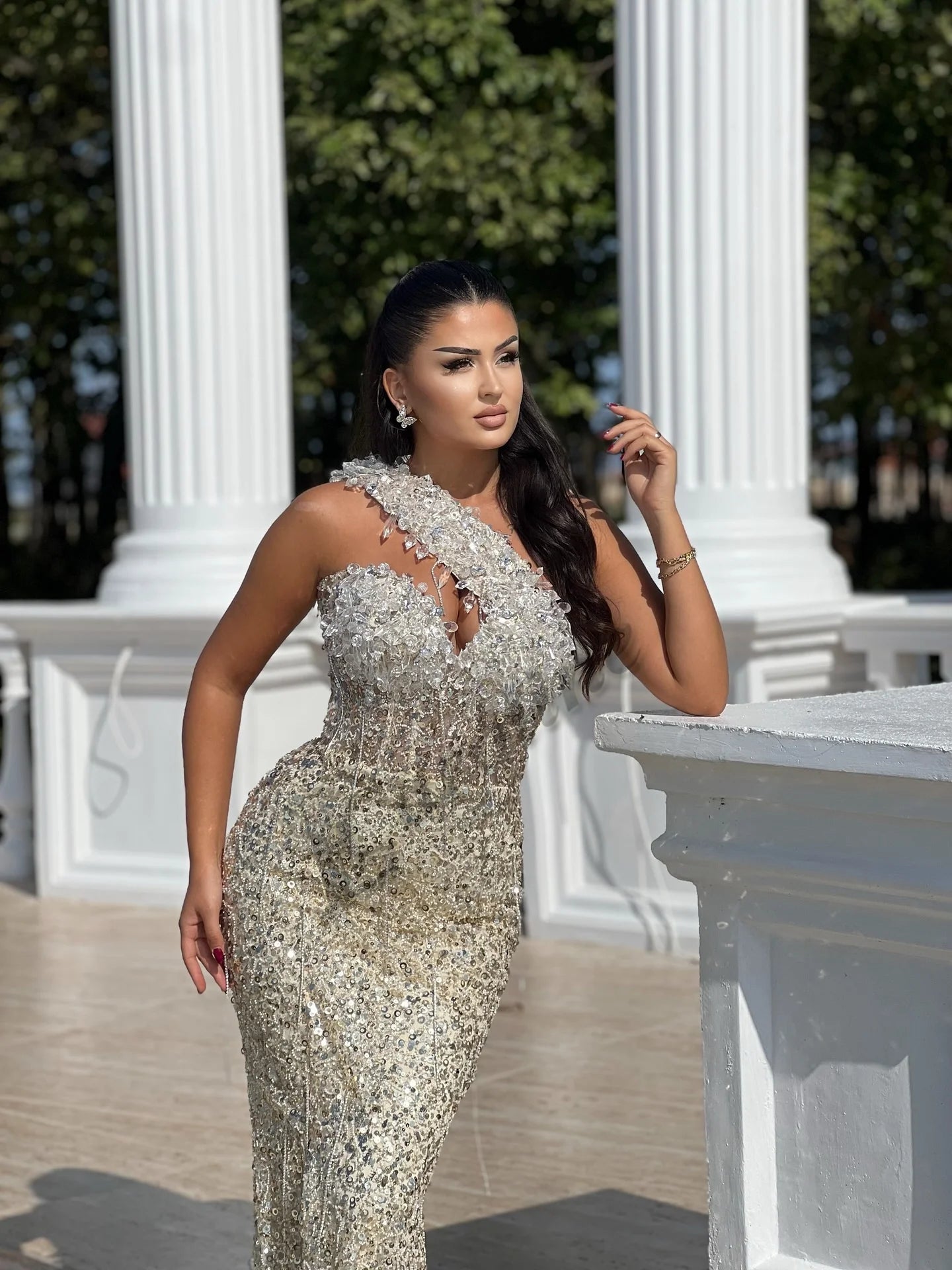 One Shoulder Sequin Mermaid Prom Dress | Beaded Evening Gown | Custom Size
