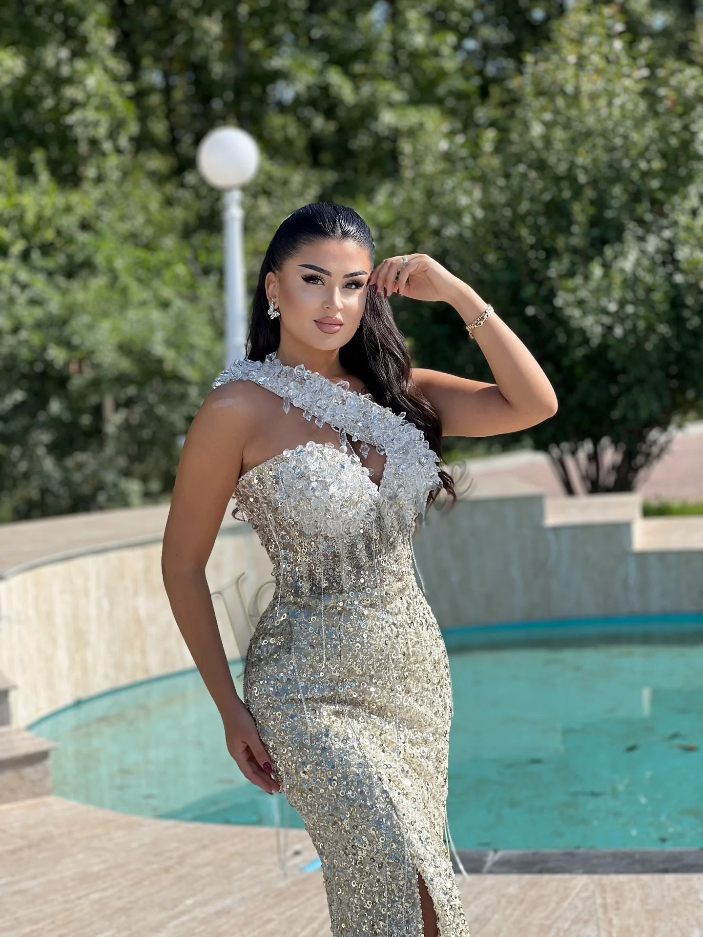 One Shoulder Sequin Mermaid Prom Dress | Beaded Evening Gown | Custom Size