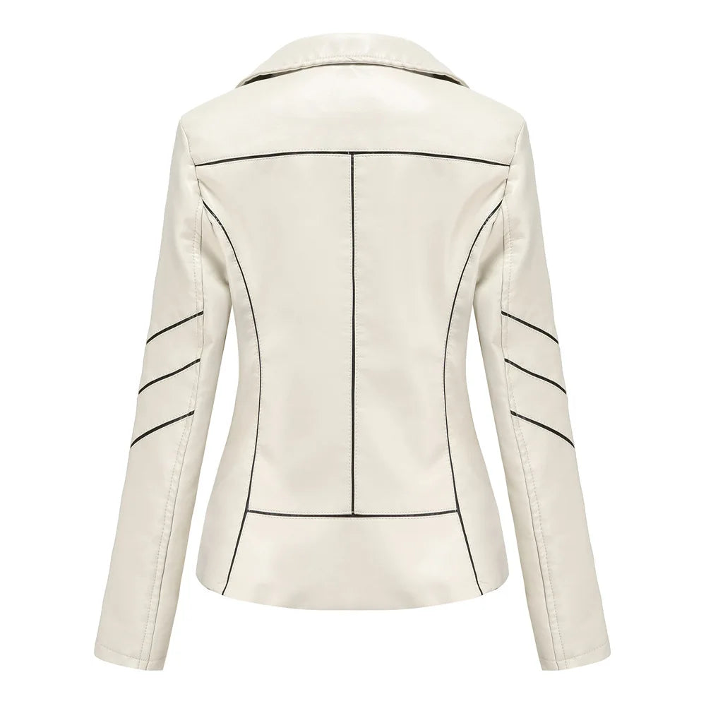 Red Faux Leather Biker Jacket - Premium PU Leather Moto Jacket