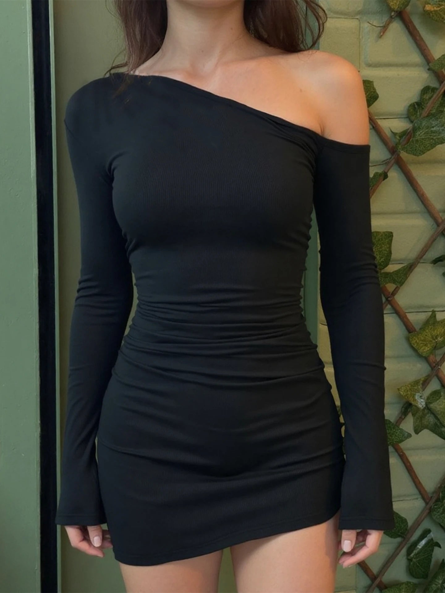 Off-Shoulder Ruched Mini Dress - Party Club Dress