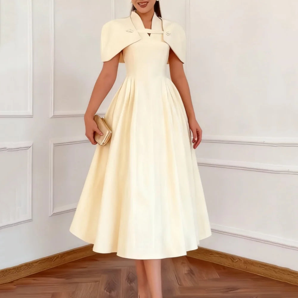 Satin A-Line Prom Dress | Square Neck Sleeveless Evening Gown | Custom Size