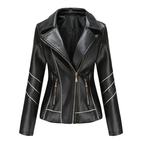 Red Faux Leather Biker Jacket - Premium PU Leather Moto Jacket