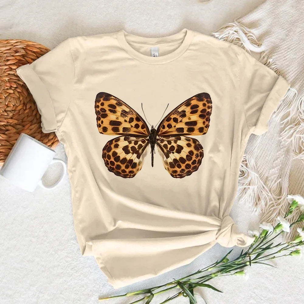 Leopard Print Love Heart T-Shirt - Women's Kawaii Streetwear Short Sleeve Summer Top