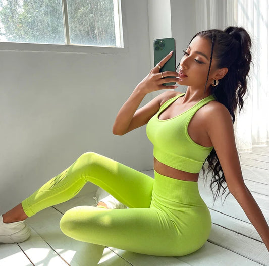 Seamless Yoga Set | 2-Piece Sports Bra & Leggings Workout Outfit for Women