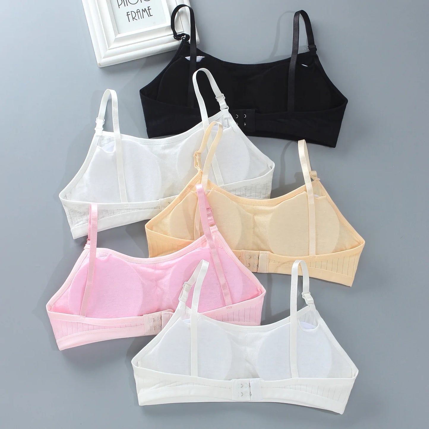 Girls' Training Bra 4-Pack Set - Seamless Vest Style with Back Closure