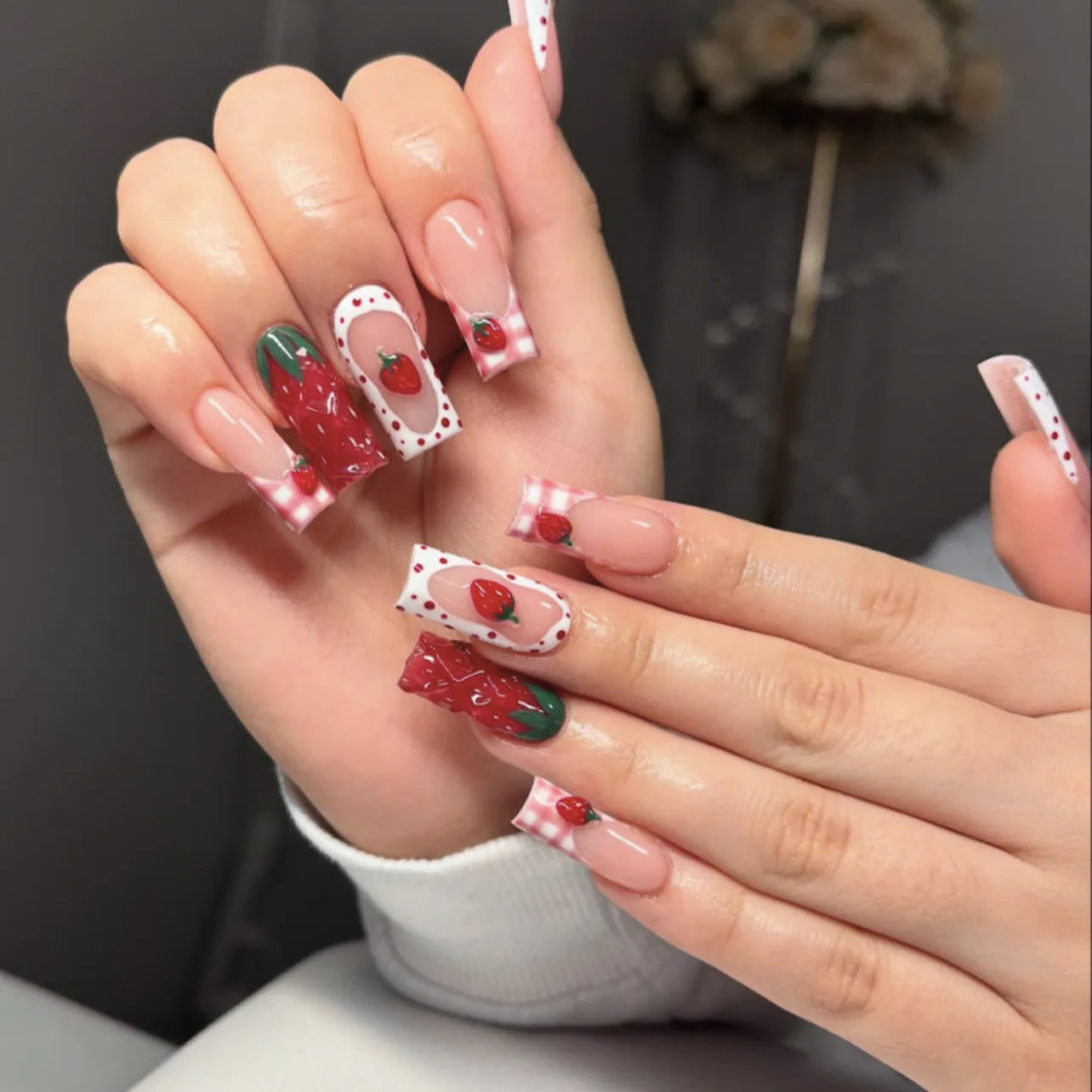 Press-On Coffin Nails | Butterfly Rhinestone Ballet False Nails Set 24Pcs