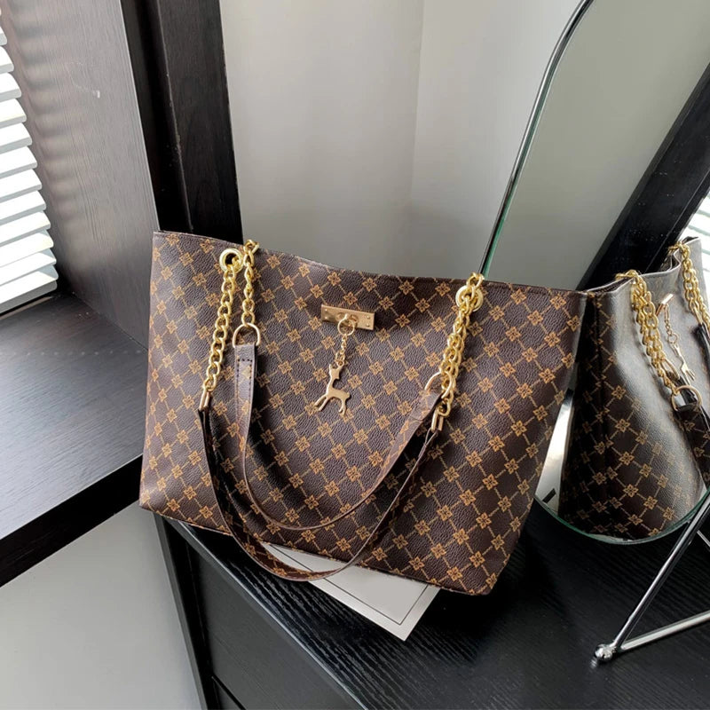Soft Leather Tote Bag - Large Capacity Shoulder Bag