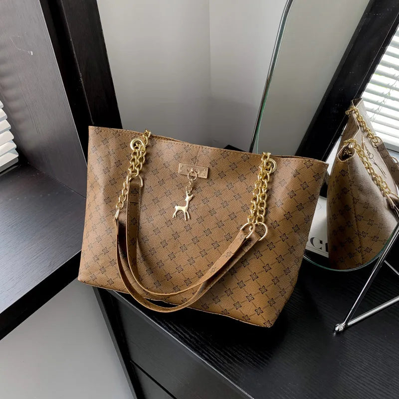 Soft Leather Tote Bag - Large Capacity Shoulder Bag