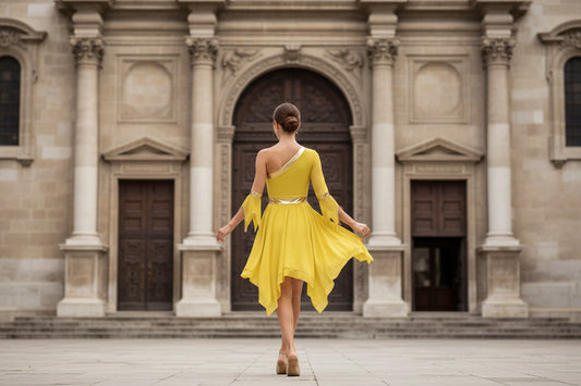 Women's Lyrical Dance Dress - One Shoulder Chiffon with Sequin Trim