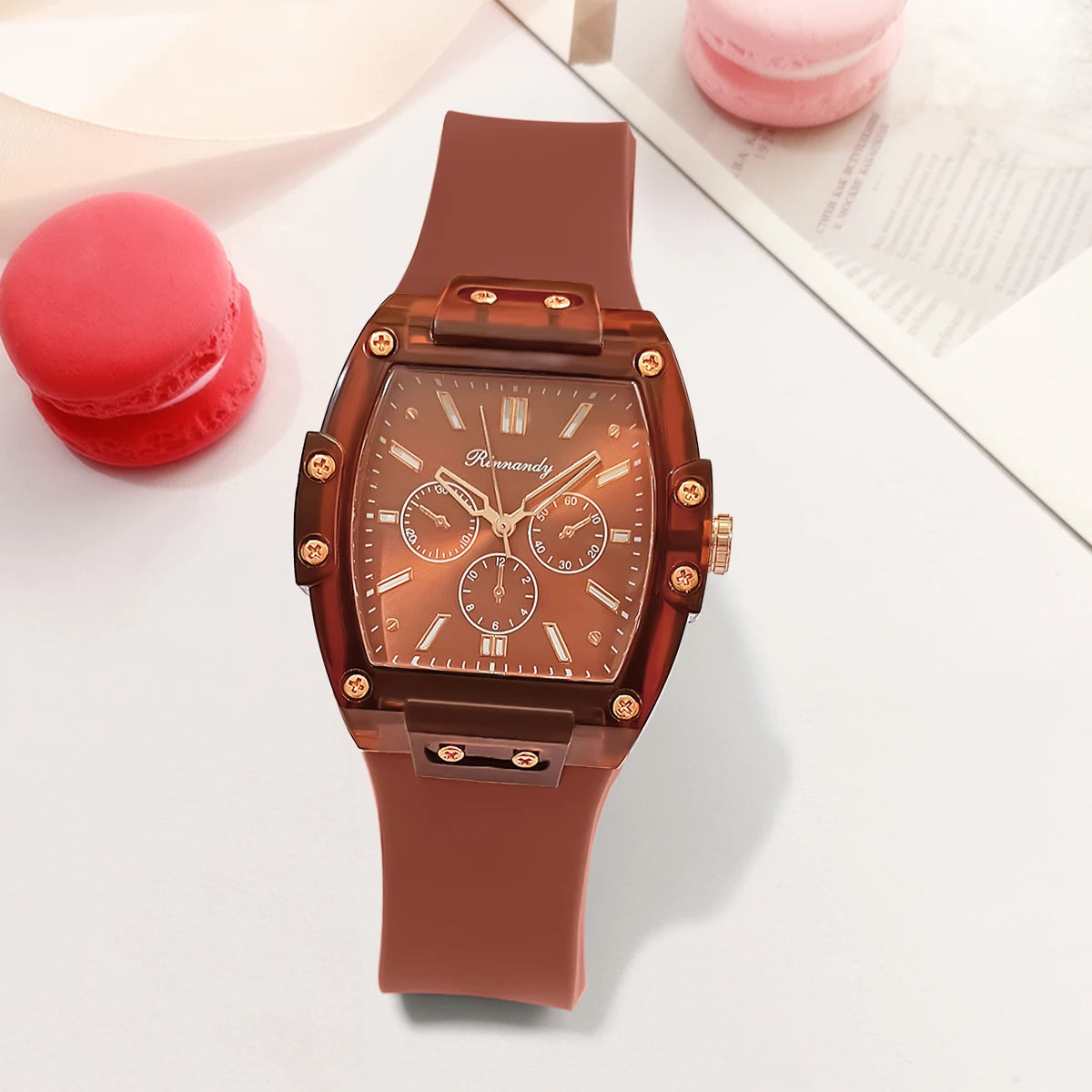 Women's Square Silicone Sport Watch – Rectangle Dial, Buckle Band