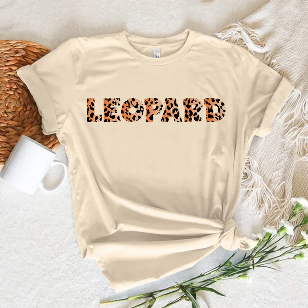 Leopard Print Love Heart T-Shirt - Women's Kawaii Streetwear Short Sleeve Summer Top